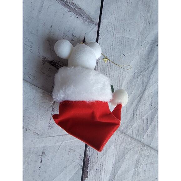 Vintage Flocked AVON Mouse Santa Hat Christmas Ornament ADORABLE - Picture 5 of 6